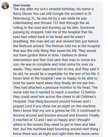 Sheri Hunter miracle story.