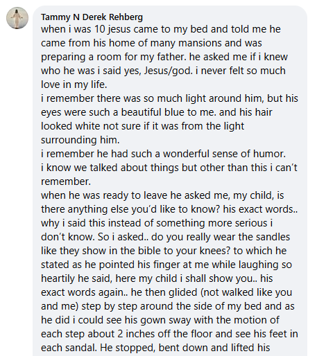 Tammy's miracle story shared with me in March 2026.