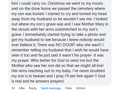 Dena's miracle story comment.